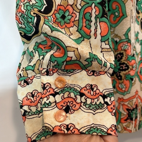 Vintage 1970s PYKETTES all over print long sleeve button-down blouse women’s - Picture 6 of 8